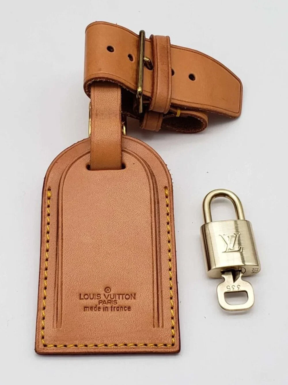 100% Authentic Louis Vuitton Name Tag / Luggage Tag with Gold Padlock - Picture 2 of 11